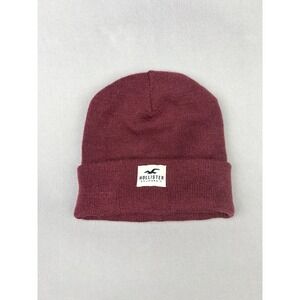 Hollister‎ Burgundy Logo Knit Beanie Winter Hat